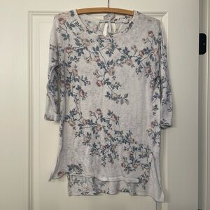 LC Lauren Conrad Light Gray Floral Tie-Back Tunic